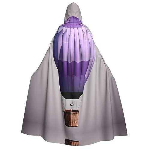 FRGMNT Lavendel-Heißluftballon-Druck, Herren-Kapuzenumhang, Cosplay-Umhang, Kostüm, Umhang für Halloween, Kapuzenuniform von FRGMNT