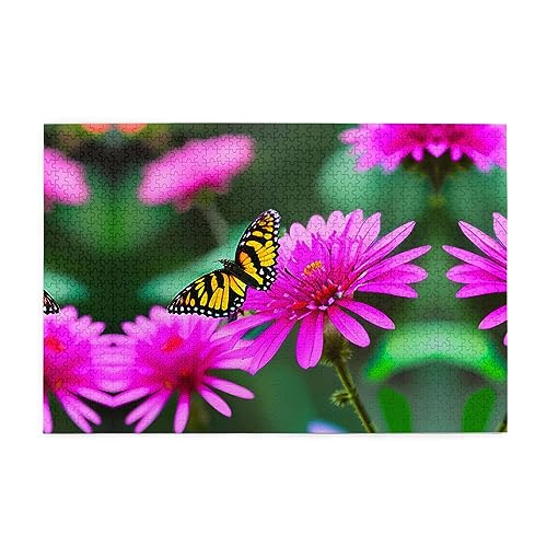 Personalisierte Holzpuzzle - 1000 Teile - Umweltfreundliches Material für Freunde Blumen Bunte Schmetterling 1 von FRGMNT