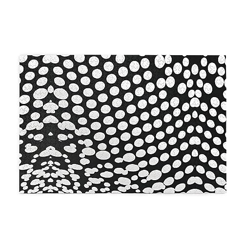 Personalisiertes Holz-Puzzle - 1000 Teile - Umweltfreundliches Material für Freunde Schwarz Weiß Polka Dots Muster von FRGMNT