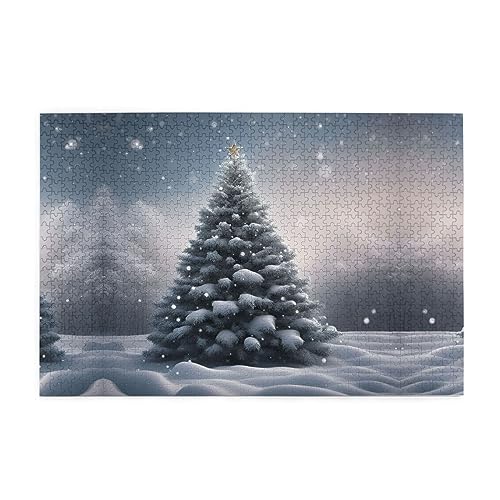 Personalisiertes Holzpuzzle - 1000 Teile - Umweltfreundliches Material für Freunde Weihnachtsbaum Schnee von FRGMNT
