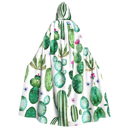 Tropischer Kaktusbaum, Blumendruck, Damen-Kapuzenumhang, Karnevals-Umhang, Erwachsenen-Kapuzenumhang, für Halloween, Cosplay-Kostüme von FRGMNT