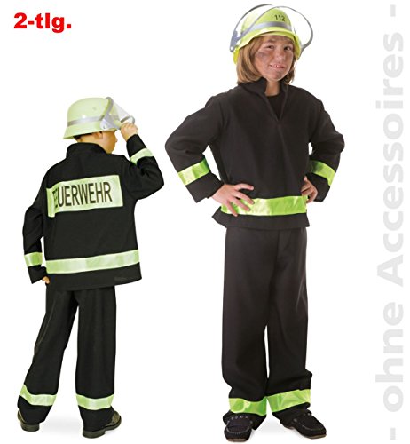 Faschingskostüm Feuerwehrmann schwarz, deutscher Fire Fighter, Kostüm für Karneval, Fasching, Spiel (98) (98) von FRIES