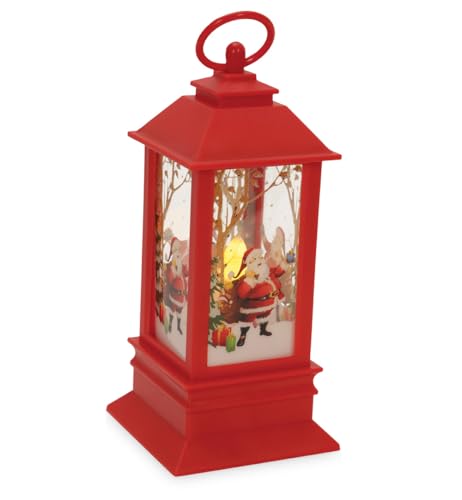 🎄 Festliche Weihnachtslampe – 12 cm Rote Laterne mit Nikolausmotiven von FRIES