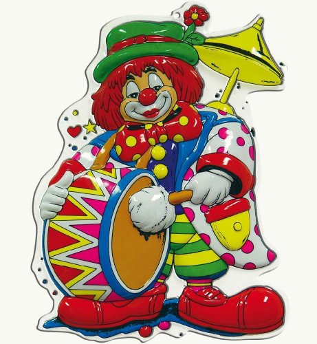 Wand-Deko Clown mit Trommel, Höhe ca. 60 cm von FRIES