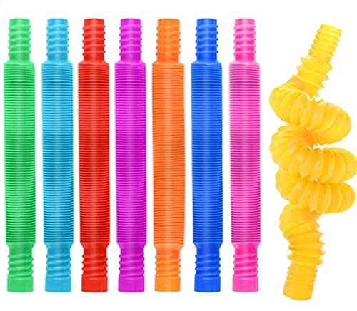 FRIUSATE 12 Stück sensorische Stretch-Röhren, buntes Fidget-Spielzeug, Mini-Sinnes-Tube, Pop-Röhren, Lernspielzeug, elastisch, Spaß, Stressabbau-Spielzeug von FRIUSATE
