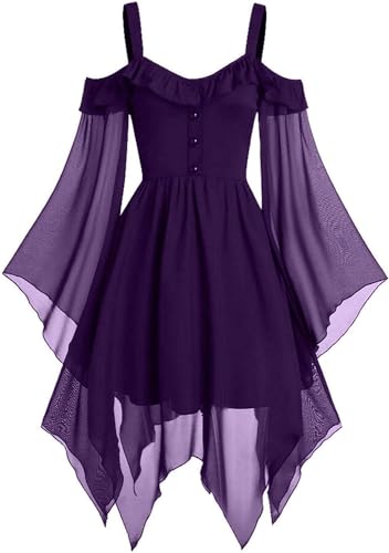 FRMUIC Renaissance-Gothic-Kleid für Damen, Halloween, Übergröße, Hexenkostüm, Schmetterlingsärmel, Mittelalter, Steampunk, Cosplay-Kleid, 04-purple Vintage Dress, 3XL FRMUIC Renaissance-Gothic-Kleid für Damen, Halloween, Übergröße, Hexenkostüm, Schmetterlingsärmel, Mittelalter, Steampunk, Cosplay-Kleid, 04-purple Vintage Dress, 3XL von FRMUIC