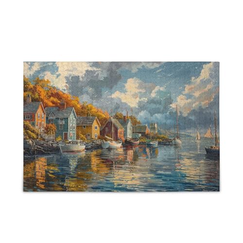 500 Teile, einzigartiges Puzzle, herausfordernde und pädagogische Meisterwerke, Puzzle, Hafen am Meer von FRODOTGV