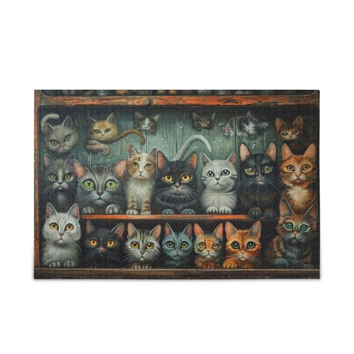 500 Teile Puzzle Puzzles für Erwachsene Familie Dekoration Puzzle, Schrank Katzen von FRODOTGV