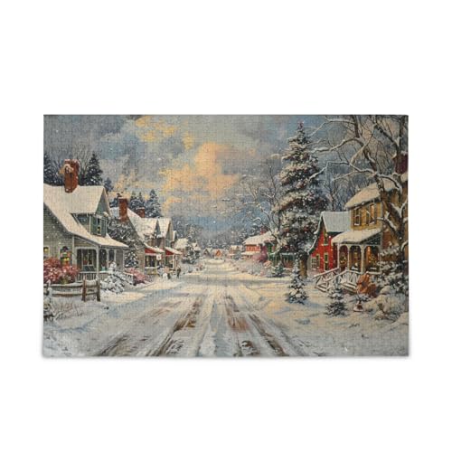 500 Teile Puzzle Puzzles für Erwachsene Herausfordernde Spiel Spielzeug Kleinstadt Weihnachten von FRODOTGV