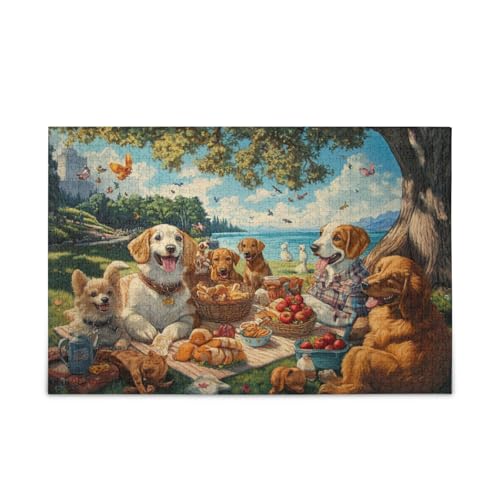 500 Teile Puzzle Puzzles für Erwachsene Impossible Hard Hard Hard Challenging Puzzle, Puppy Park Picknick von FRODOTGV