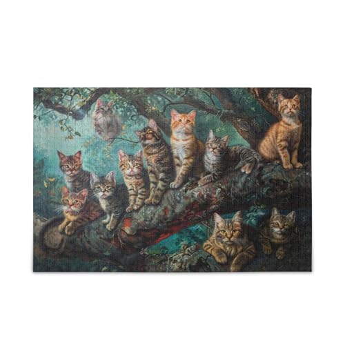 500 Teile Puzzle Puzzles für Erwachsene Schwer Unmöglich Schwierig Herausforderndes Familienpuzzle, Katzen Sammlung von FRODOTGV