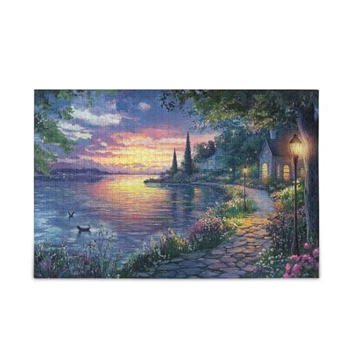 500 Teile Puzzle Puzzles für Erwachsene Schwer Unmöglich Schwierig Herausforderndes Familienpuzzle, See Abend von FRODOTGV