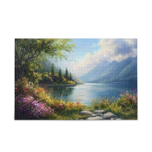 500 Teile Puzzle für Erwachsene, herausforderndes lustiges Familienpuzzle, perfekt für Spielabende, Himmel am See von FRODOTGV