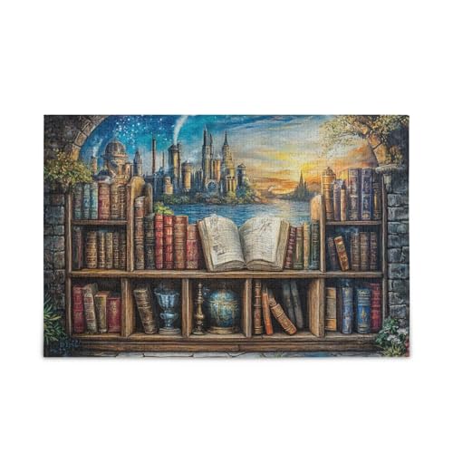 500 Teile Puzzle für Erwachsene Familie Puzzle für Frauen Männer Schatzsuche Bücherregal von FRODOTGV