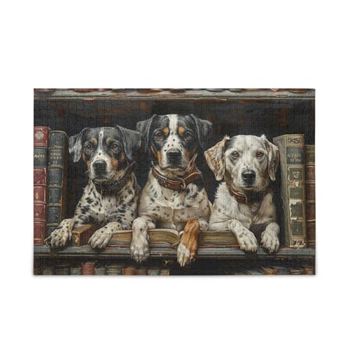 500 Teile Puzzle für Erwachsene für Entspannung und Familienspaß, Hunde in der Bibliothek von FRODOTGV