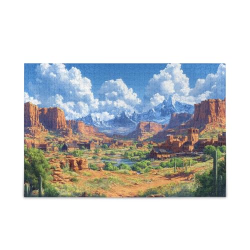 500 Teile Puzzles für Erwachsene Schwer Unmöglich Schwierig Herausforderndes Familienpuzzle, Old Western Town von FRODOTGV