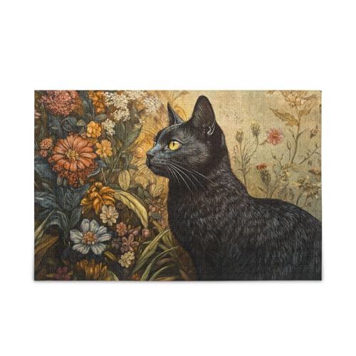 Cat Flora Puzzle Puzzles für Erwachsene Großes Puzzlespiel 500 Teile von FRODOTGV