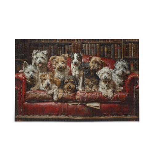 Dogs in The Library Unique Jigsaw Puzzles 500 Pieces Hard Impossible Difficult Challenging Family Puzzle von FRODOTGV