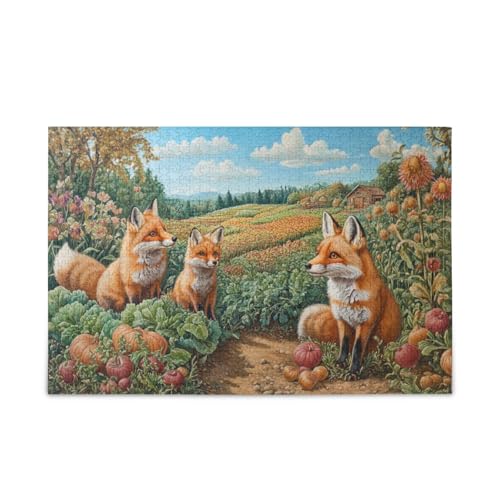 Foxes in The Veggie Patch Puzzle Puzzles für Erwachsene Herausforderndes Spiel Spielzeug 500 Teile von FRODOTGV