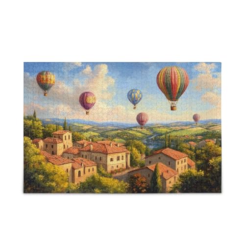 Heißluftballons Landschaftsstil Puzzle Puzzles für Erwachsene 500 Teile Herausfordernd Lustiges Familienpuzzle Perfekt für Spieleabende von FRODOTGV