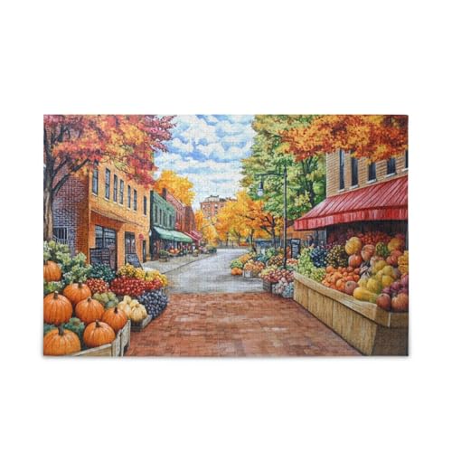 Herbst auf dem Stadtmarkt 500 Teile Puzzles für Erwachsene herausforderndes Puzzle perfekt für Spieleabende von FRODOTGV