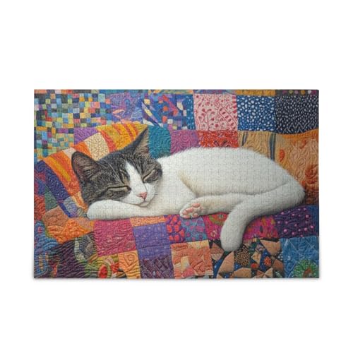 Katzen und Quilts Puzzles für Erwachsene Großes Puzzlespiel 500 Teile von FRODOTGV