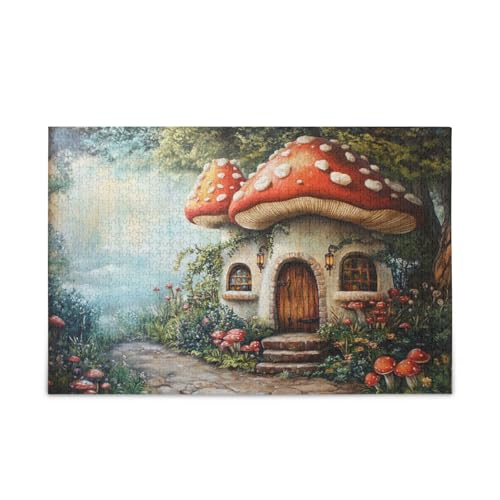 Merry Mushroom Cottage Puzzle Puzzles für Erwachsene 500 Teile hart unmöglich schwierig herausforderndes Familienpuzzle von FRODOTGV