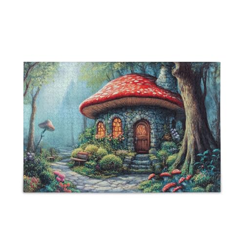 Merry Mushroom Cottage Puzzle Puzzles für Erwachsene Impossible Hard Hard Hard Challenging Puzzle 500 Teile von FRODOTGV