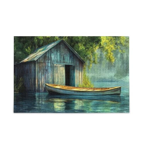 Old Boathouse Puzzles für Erwachsene 500 Teile Einzigartig Schwierig und Herausforderung von FRODOTGV