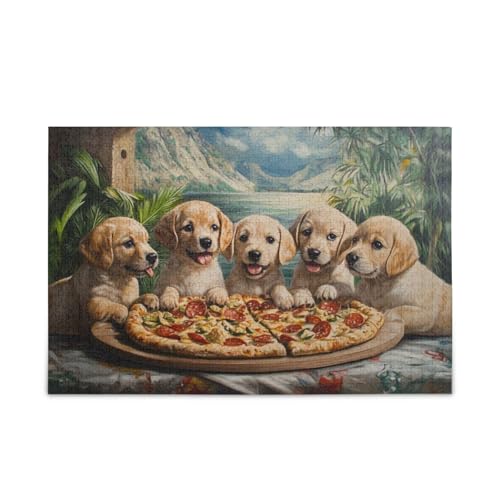 Pizza Time Pups 500 Teile Puzzles für Erwachsene, herausforderndes Spielspielzeug von FRODOTGV