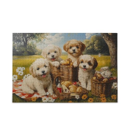 Puppy Park Picknick-Puzzle, 500 Teile, hart, unmöglich, schwierig, herausfordernd, Familienpuzzle von FRODOTGV