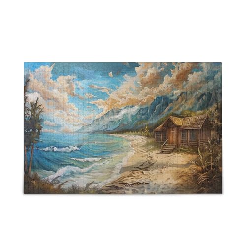 Puzzle mit 500 Teilen für Erwachsene, perfekt für Spieleabende, Strandhütte von FRODOTGV