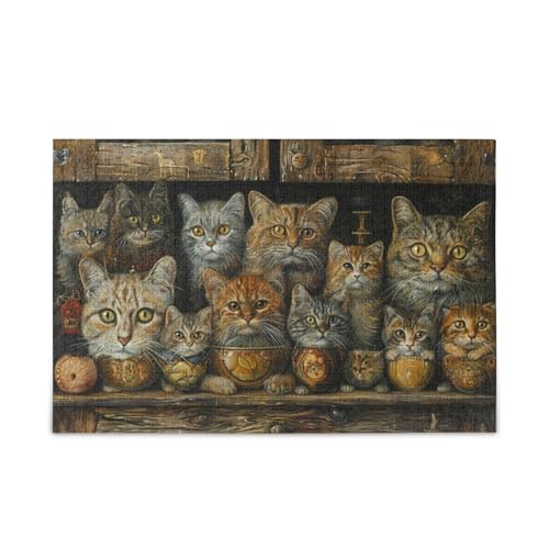 Schrank Katzen Puzzle Puzzles für Erwachsene Puzzle Herausfordernd 500 Teile von FRODOTGV