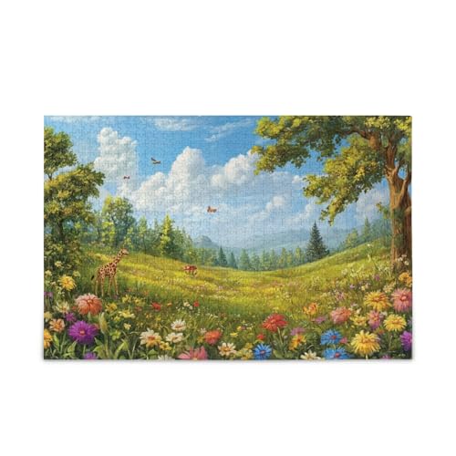 Spielzeit auf der Wiese Puzzle Puzzles für Erwachsene Familie Puzzle für Frauen Männer 500 Teile von FRODOTGV