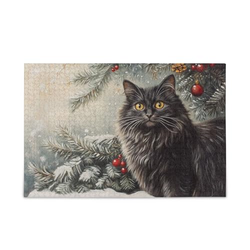 Weihnachten Katze Puzzles für Erwachsene Impossible Difficult Challenging Family Puzzle 500 Teile von FRODOTGV