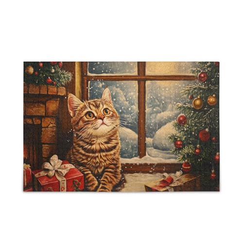 Weihnachtskatze 500 Teile Puzzles für Erwachsene Perfekt für Spieleabende von FRODOTGV