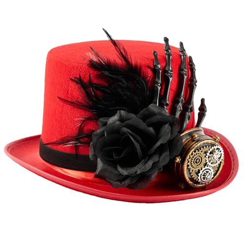 FROMCEO Eleganter Wollhut mit dunkler Blume, gefiedert, für Halloween, Cosplay, Partys, viktorianische Brille, Kopfschmuck, Karneval, Kostümhut FROMCEO Eleganter Wollhut mit dunkler Blume, gefiedert, für Halloween, Cosplay, Partys, viktorianische Brille, Kopfschmuck, Karneval, Kostümhut von FROMCEO
