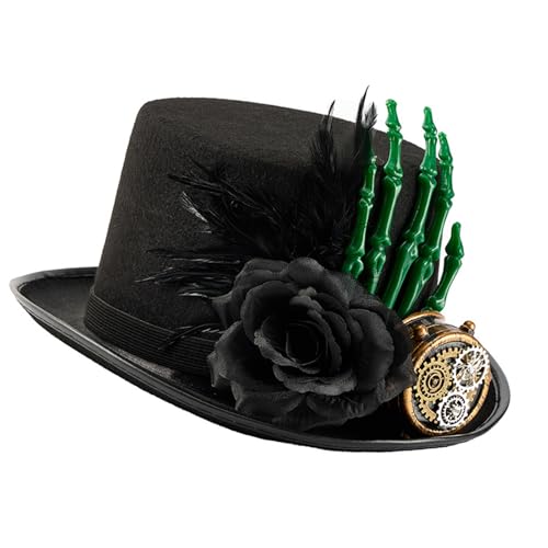 FROMCEO Eleganter Wollhut mit dunkler Blume, gefiedert, für Halloween, Cosplay, Partys, viktorianische Brille, Kopfschmuck, Karneval, Kostümhut FROMCEO Eleganter Wollhut mit dunkler Blume, gefiedert, für Halloween, Cosplay, Partys, viktorianische Brille, Kopfschmuck, Karneval, Kostümhut von FROMCEO