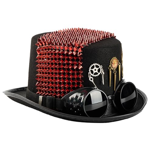 FROMCEO Halloween-Nieten-Zylinderhut mit industriellem Zeitalter, Coser-Brille, Design, Geburtstag, Freundin, Freund, verstellbar, Steampunk-Kostüm-Hut FROMCEO Halloween-Nieten-Zylinderhut mit industriellem Zeitalter, Coser-Brille, Design, Geburtstag, Freundin, Freund, verstellbar, Steampunk-Kostüm-Hut von FROMCEO