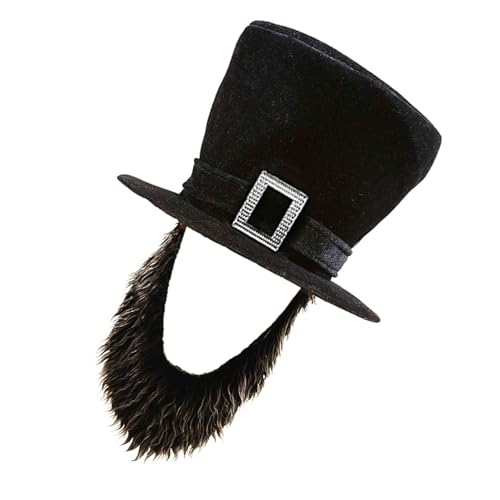 FROMCEO Piratenhut mit angenähtem Bart, weiches Kostümzubehör für Halloween-Party, Erwachsenengröße, 55–60 cm, Kopfumfang, verstellbarer Stoff, Piratenhut von FROMCEO