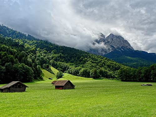 1000 Teile Puzzle,Geschicklichkeitsspiel für Die Ganze Familie, Berge Ebene Lodges 75x50cm von FRUKAT