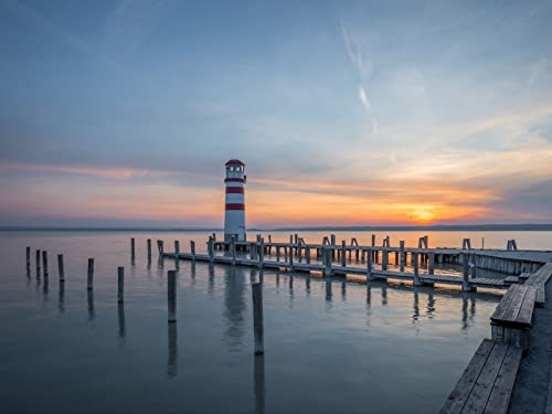 1000 Teile Puzzle,Geschicklichkeitsspiel für Die Ganze Familie, Leuchtturm Pier Meer 75x50cm von FRUKAT