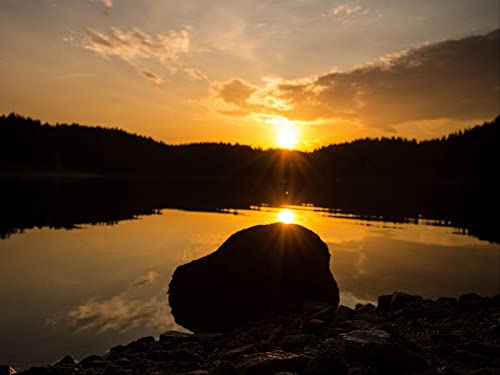 1000 Teile Puzzle,Lernen Pädagogische Puzzle Spielzeug - Seestein-Sonnenuntergang 75x50cm von FRUKAT