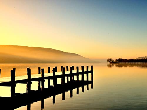 1000 Teile Puzzle,Puzzle für Erwachsene,Farbenfrohes Legespiel - See Pier Berge 75x50cm von FRUKAT