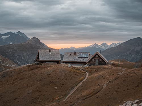 1000 Teile Puzzle,Puzzle für Erwachsene,Puzzle Farbenfrohes - Haus Gebäude Berge 75x50cm von FRUKAT