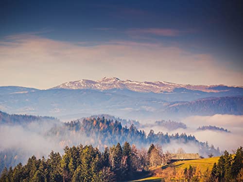 1000 Teile Puzzle Farbenfrohes Puzzle für Erwachsene und Kinder - Wälder Berge Nebel 75x50cm von FRUKAT