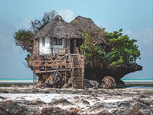 1500 Stück Puzzles für Kinder im Alter von 14 Jahren, Haus Felsen Strand 87x57cm von FRUKAT