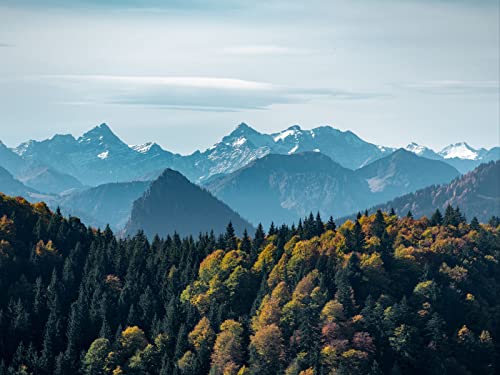 1500 Teile Puzzle,Geschicklichkeitsspiel für Die Ganze Familie, Berge Wälder Gipfel 87x57cm von FRUKAT