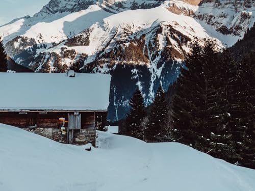 1500 Teile Puzzle,Puzzle für Erwachsene,Farbenfrohes Legespiel - Berge Schneehaus 87x57cm von FRUKAT
