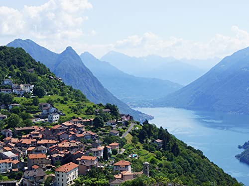 500 Teile Erwachsenenpuzzle ab 14 Jahren, Häuser Berge Meer 52x38cm von FRUKAT
